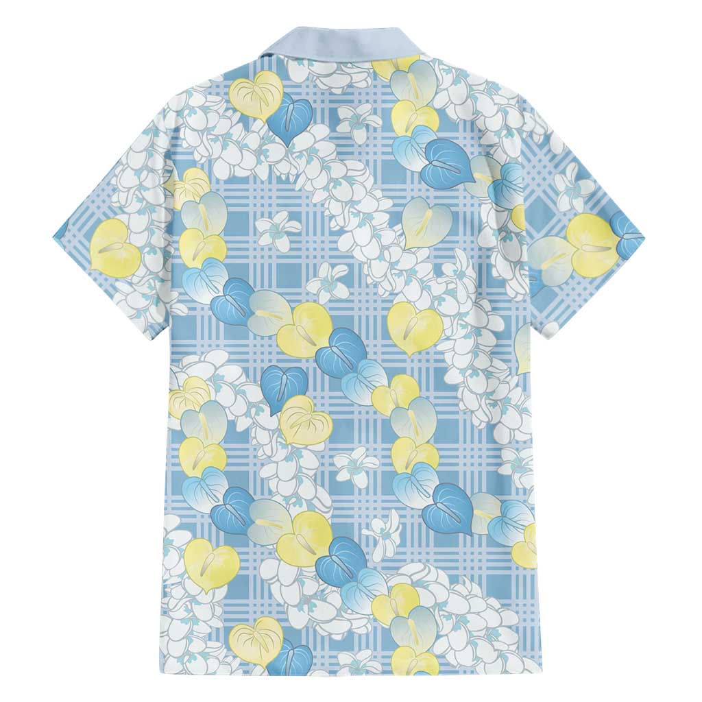 Anthurium Plumeria Lei Pastel Family Matching Off Shoulder Maxi Dress and Hawaiian Shirt Blue Hawaiian Splendid Palaka