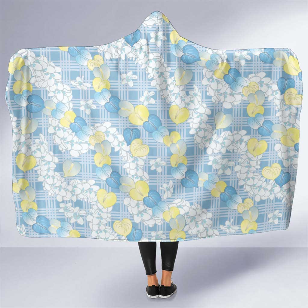 Anthurium Plumeria Lei Pastel Hooded Blanket Blue Hawaiian Splendid Palaka