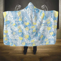 Anthurium Plumeria Lei Pastel Hooded Blanket Blue Hawaiian Splendid Palaka