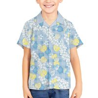Anthurium Plumeria Lei Pastel Kid Hawaiian Shirt Blue Hawaiian Splendid Palaka