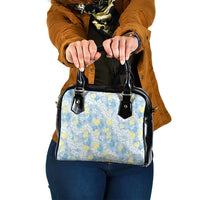 Anthurium Plumeria Lei Pastel Shoulder Handbag Blue Hawaiian Splendid Palaka LT01 One Size Blue - Polynesian Pride