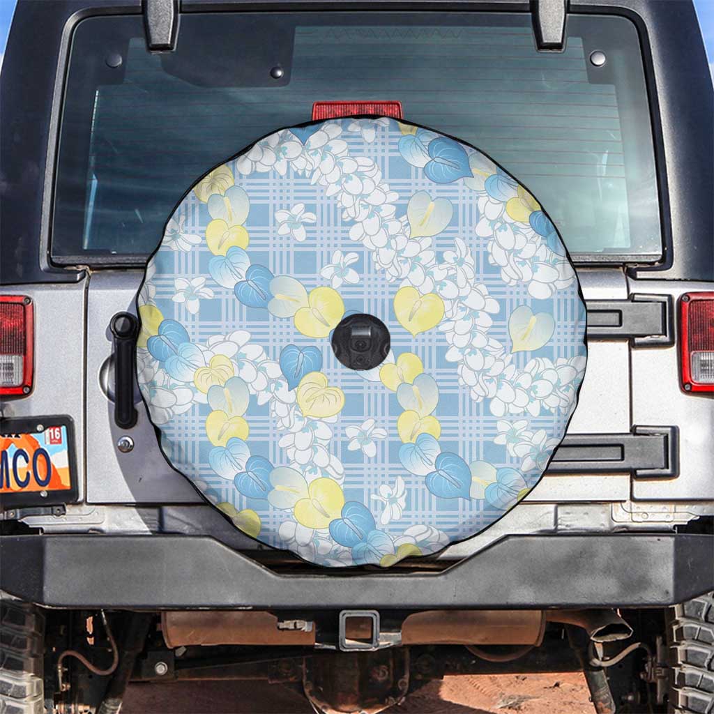 Anthurium Plumeria Lei Pastel Spare Tire Cover Blue Hawaiian Splendid Palaka LT01 Blue - Polynesian Pride