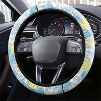 Anthurium Plumeria Lei Pastel Steering Wheel Cover Blue Hawaiian Splendid Palaka LT01 - Polynesian Pride