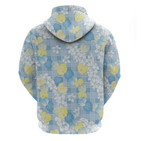 Anthurium Plumeria Lei Pastel Zip Hoodie Blue Hawaiian Splendid Palaka
