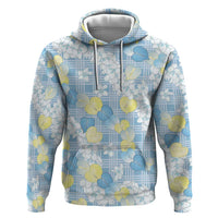 Anthurium Plumeria Lei Pastel Zip Hoodie Blue Hawaiian Splendid Palaka