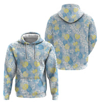 Anthurium Plumeria Lei Pastel Zip Hoodie Blue Hawaiian Splendid Palaka