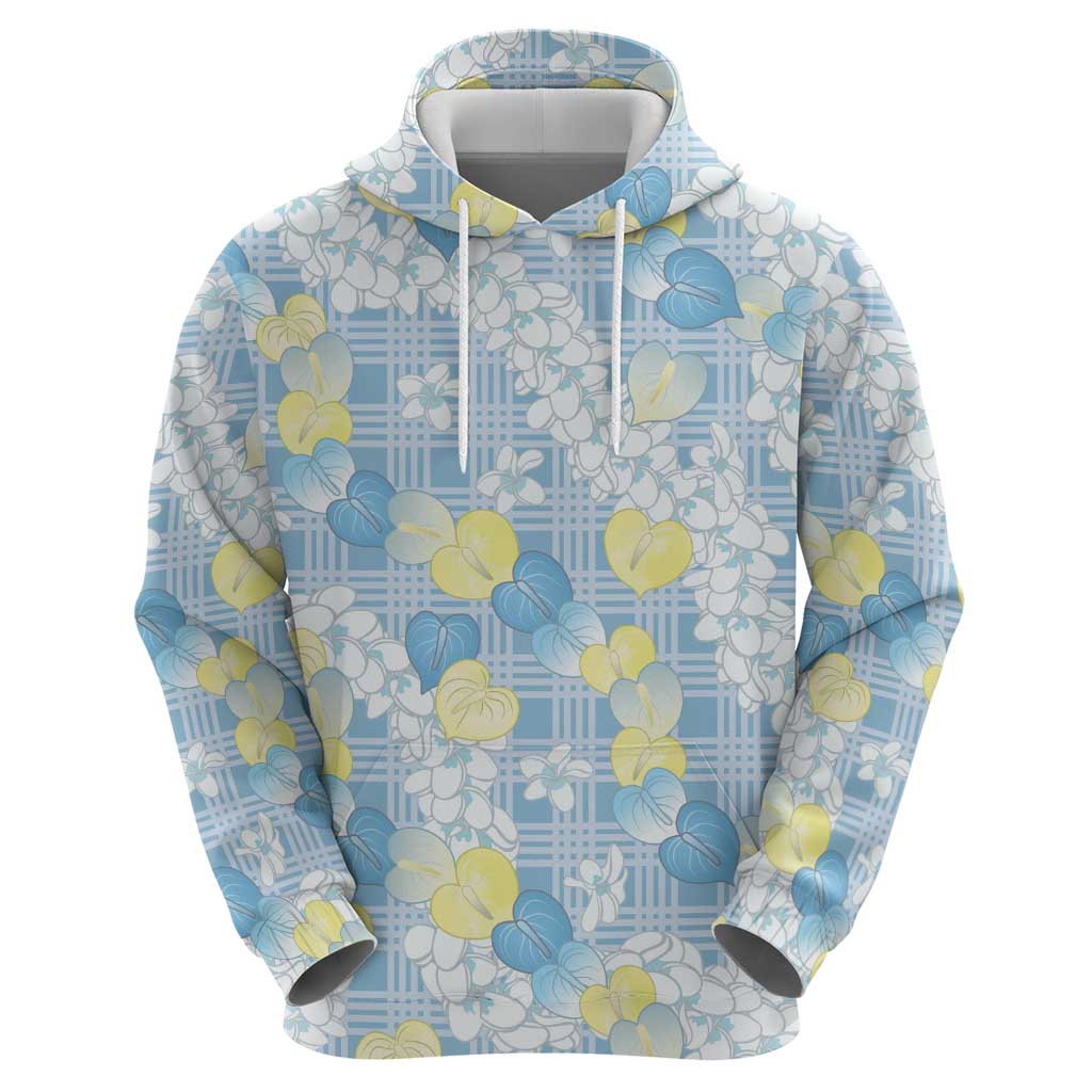 Anthurium Plumeria Lei Pastel Zip Hoodie Blue Hawaiian Splendid Palaka