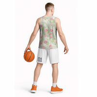 Anthurium Plumeria Lei Pastel Basketball Jersey Green Hawaiian Splendid Palaka