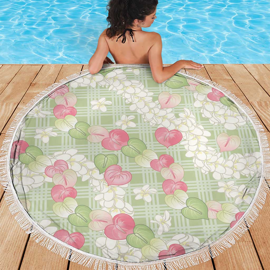 Anthurium Plumeria Lei Pastel Beach Blanket Green Hawaiian Splendid Palaka