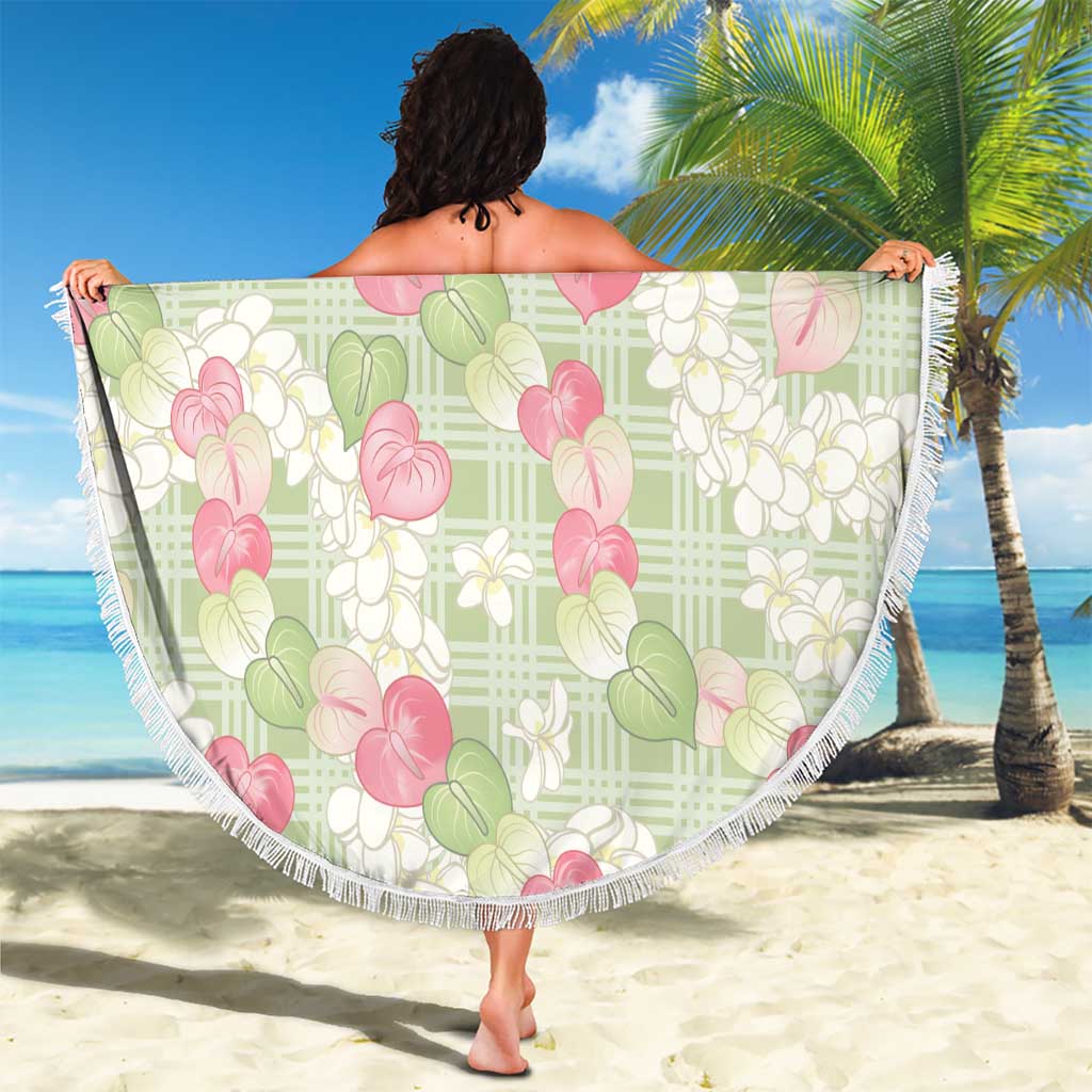 Anthurium Plumeria Lei Pastel Beach Blanket Green Hawaiian Splendid Palaka