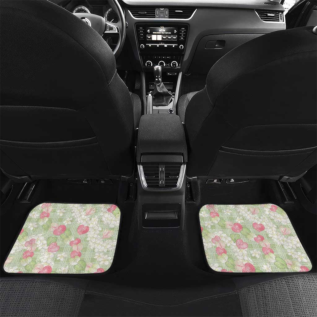 Anthurium Plumeria Lei Pastel Car Mats Green Hawaiian Splendid Palaka