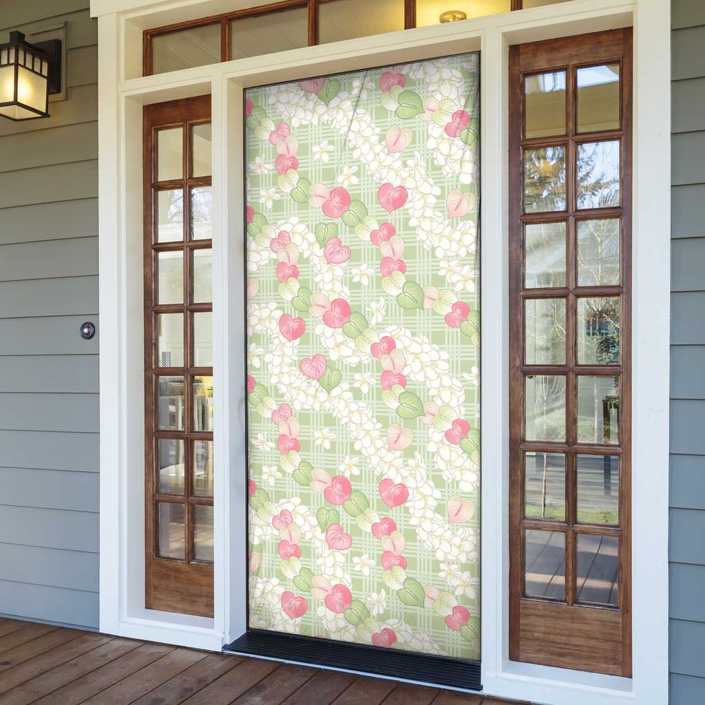 Anthurium Plumeria Lei Pastel Door Cover Green Hawaiian Splendid Palaka