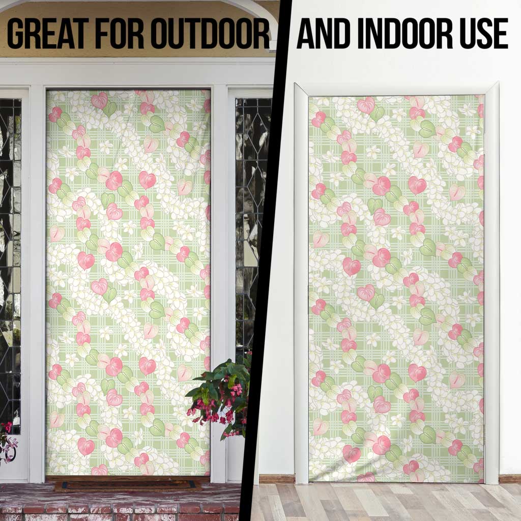 Anthurium Plumeria Lei Pastel Door Cover Green Hawaiian Splendid Palaka