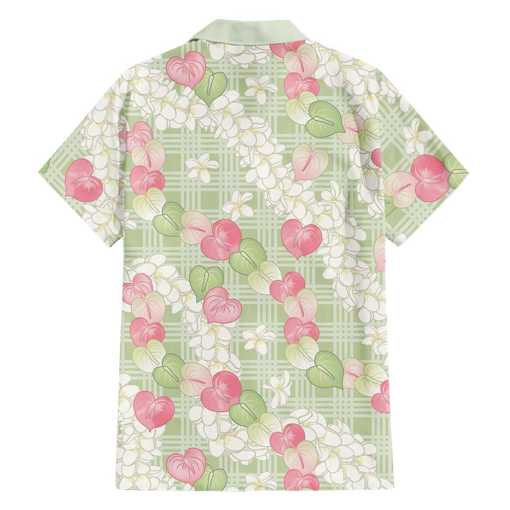 Anthurium Plumeria Lei Pastel Hawaiian Shirt Green Hawaiian Splendid Palaka LT01 - Polynesian Pride