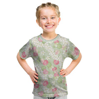 Anthurium Plumeria Lei Pastel Kid T Shirt Green Hawaiian Splendid Palaka