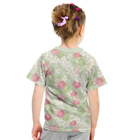 Anthurium Plumeria Lei Pastel Kid T Shirt Green Hawaiian Splendid Palaka