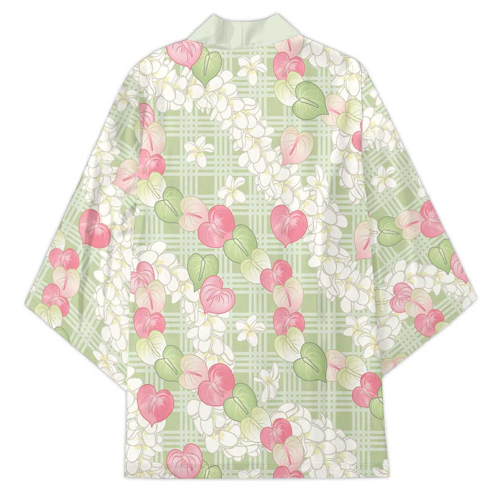 Anthurium Plumeria Lei Pastel Kimono Green Hawaiian Splendid Palaka