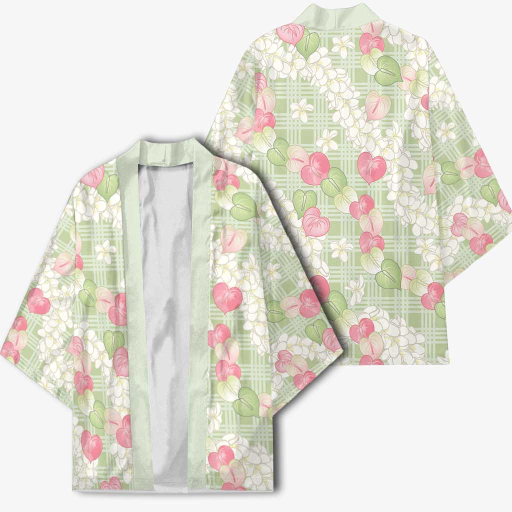 Anthurium Plumeria Lei Pastel Kimono Green Hawaiian Splendid Palaka