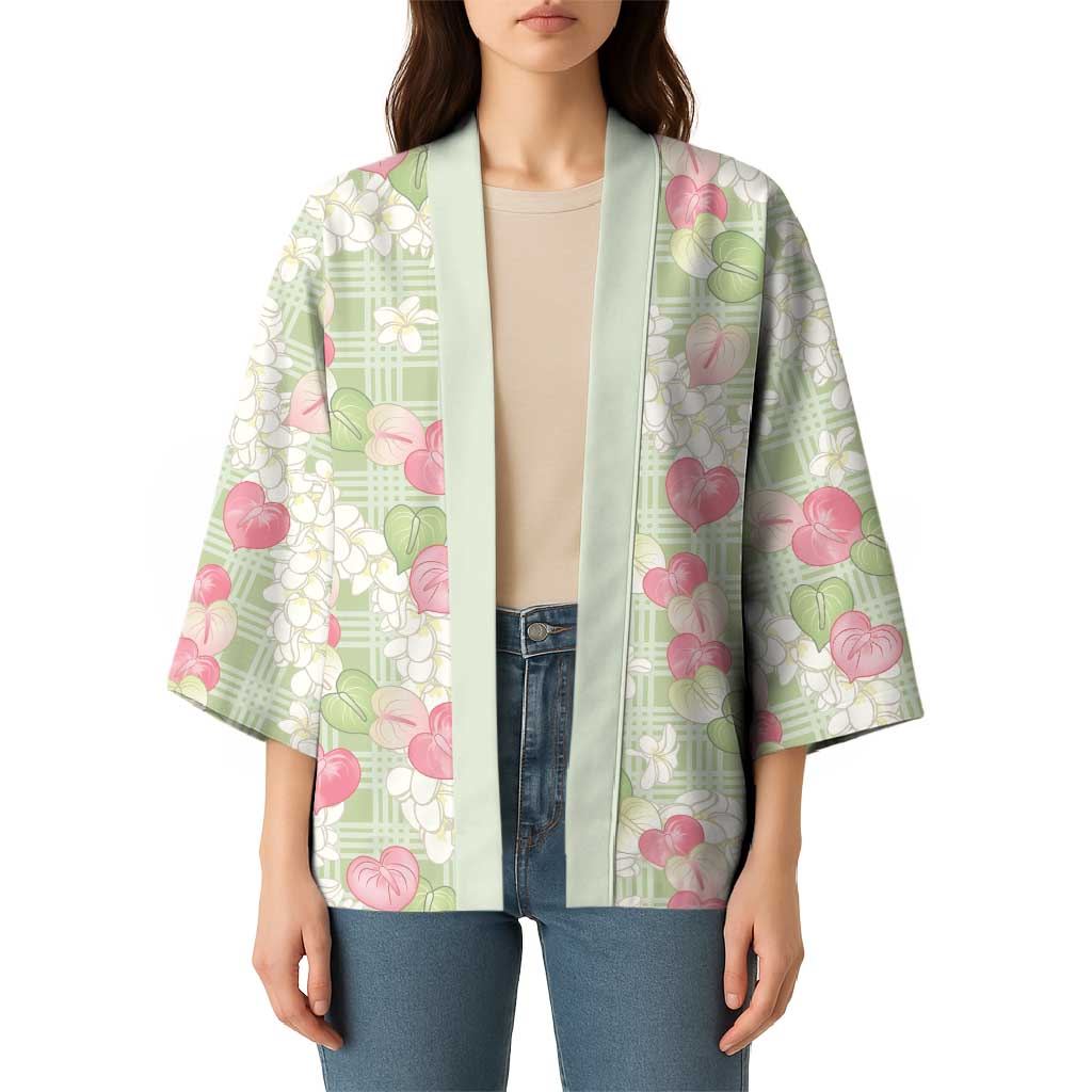 Anthurium Plumeria Lei Pastel Kimono Green Hawaiian Splendid Palaka