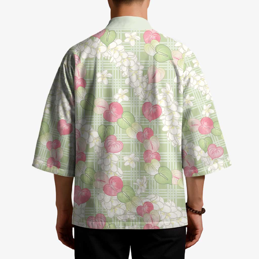 Anthurium Plumeria Lei Pastel Kimono Green Hawaiian Splendid Palaka