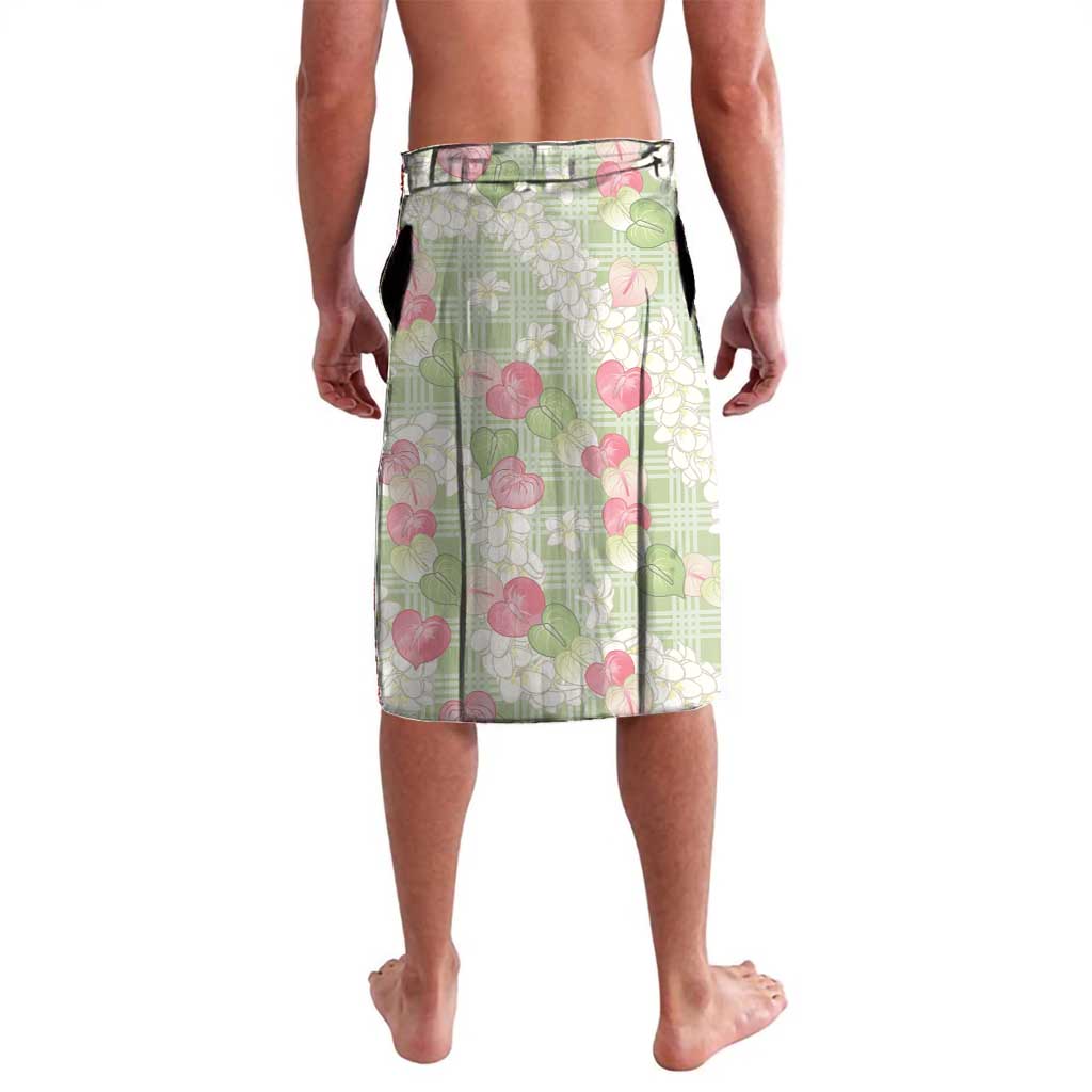 Anthurium Plumeria Lei Pastel Lavalava Green Hawaiian Splendid Palaka LT01 - Polynesian Pride
