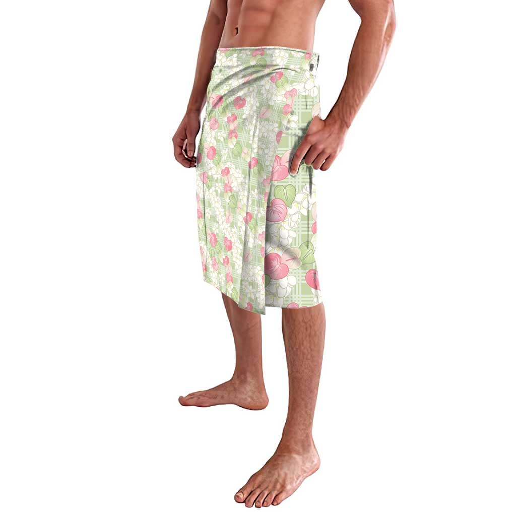 Anthurium Plumeria Lei Pastel Lavalava Green Hawaiian Splendid Palaka LT01 - Polynesian Pride