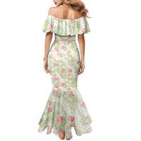 Anthurium Plumeria Lei Pastel Mermaid Dress Green Hawaiian Splendid Palaka LT01 - Polynesian Pride