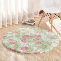 Anthurium Plumeria Lei Pastel Round Carpet Green Hawaiian Splendid Palaka