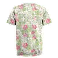 Anthurium Plumeria Lei Pastel Rugby Jersey Green Hawaiian Splendid Palaka