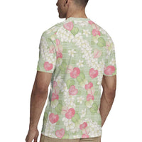 Anthurium Plumeria Lei Pastel Rugby Jersey Green Hawaiian Splendid Palaka