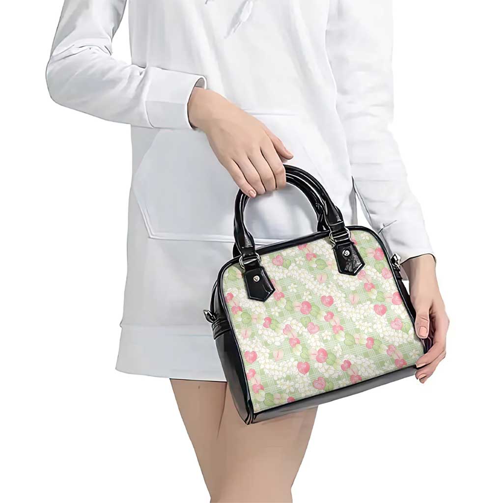 Anthurium Plumeria Lei Pastel Shoulder Handbag Green Hawaiian Splendid Palaka LT01 - Polynesian Pride