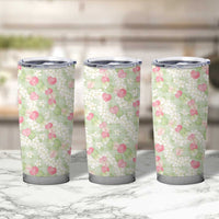 Anthurium Plumeria Lei Pastel Tumbler Cup Green Hawaiian Splendid Palaka