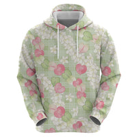 Anthurium Plumeria Lei Pastel Zip Hoodie Green Hawaiian Splendid Palaka