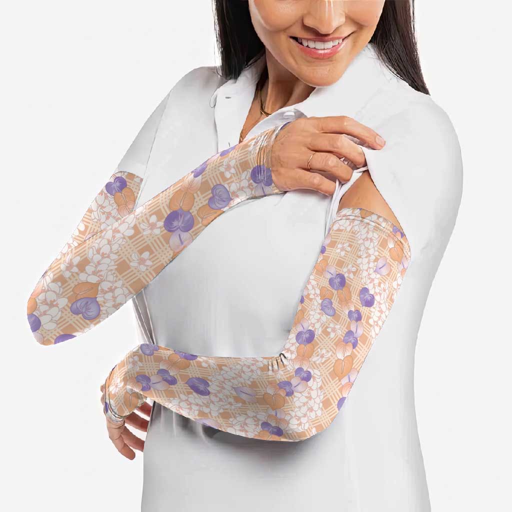 Anthurium Plumeria Lei Pastel Arm Sleeves Orange Hawaiian Splendid Palaka LT01 - Polynesian Pride