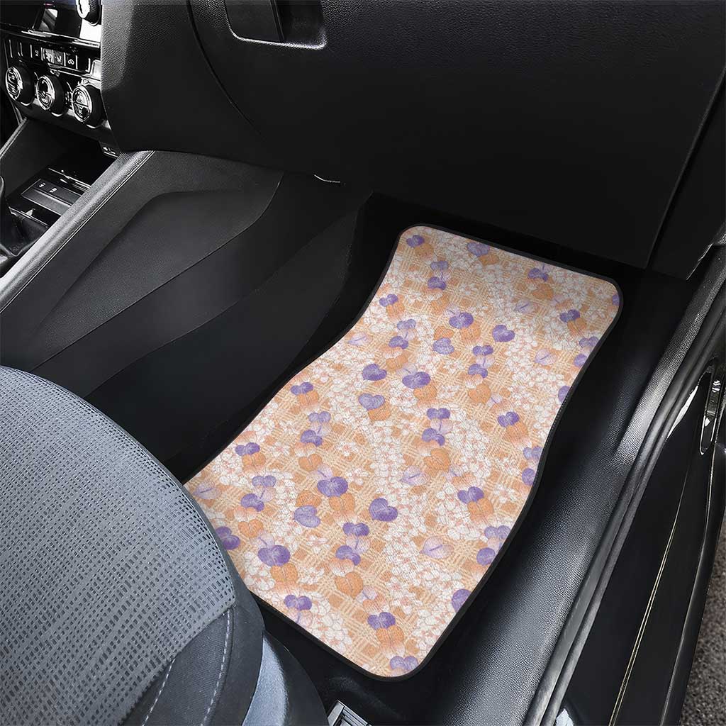 Anthurium Plumeria Lei Pastel Car Mats Orange Hawaiian Splendid Palaka LT01 - Polynesian Pride