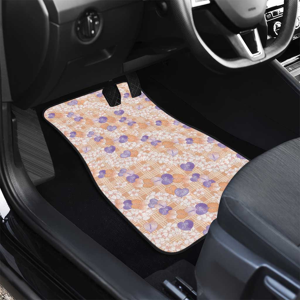 Anthurium Plumeria Lei Pastel Car Mats Orange Hawaiian Splendid Palaka LT01 - Polynesian Pride