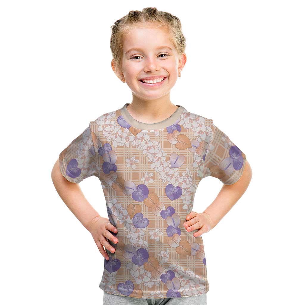 Anthurium Plumeria Lei Pastel Kid T Shirt Orange Hawaiian Splendid Palaka