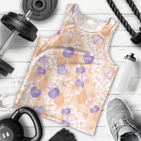 Anthurium Plumeria Lei Pastel Men Tank Top Orange Hawaiian Splendid Palaka