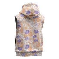 Anthurium Plumeria Lei Pastel Sleeveless Hoodie Orange Hawaiian Splendid Palaka LT01 - Polynesian Pride