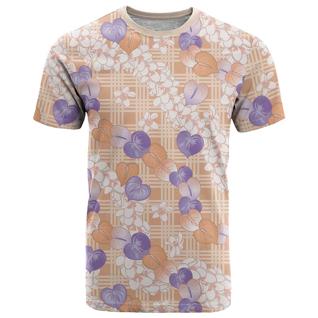 Anthurium Plumeria Lei Pastel T Shirt Orange Hawaiian Splendid Palaka LT01 Orange - Polynesian Pride