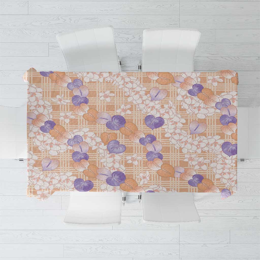 Anthurium Plumeria Lei Pastel Tablecloth Orange Hawaiian Splendid Palaka LT01 Orange - Polynesian Pride