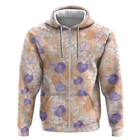 Anthurium Plumeria Lei Pastel Zip Hoodie Orange Hawaiian Splendid Palaka LT01 Zip Hoodie Orange - Polynesian Pride
