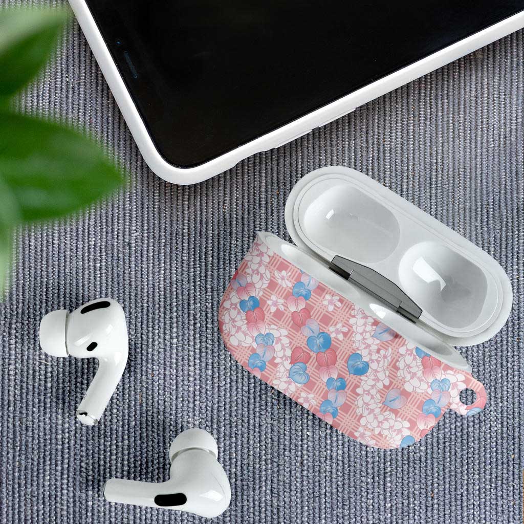 Anthurium Plumeria Lei Pastel AirPods Case Pink Hawaiian Splendid Palaka