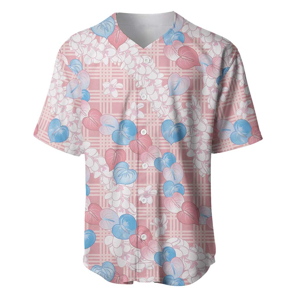 Anthurium Plumeria Lei Pastel Baseball Jersey Pink Hawaiian Splendid Palaka
