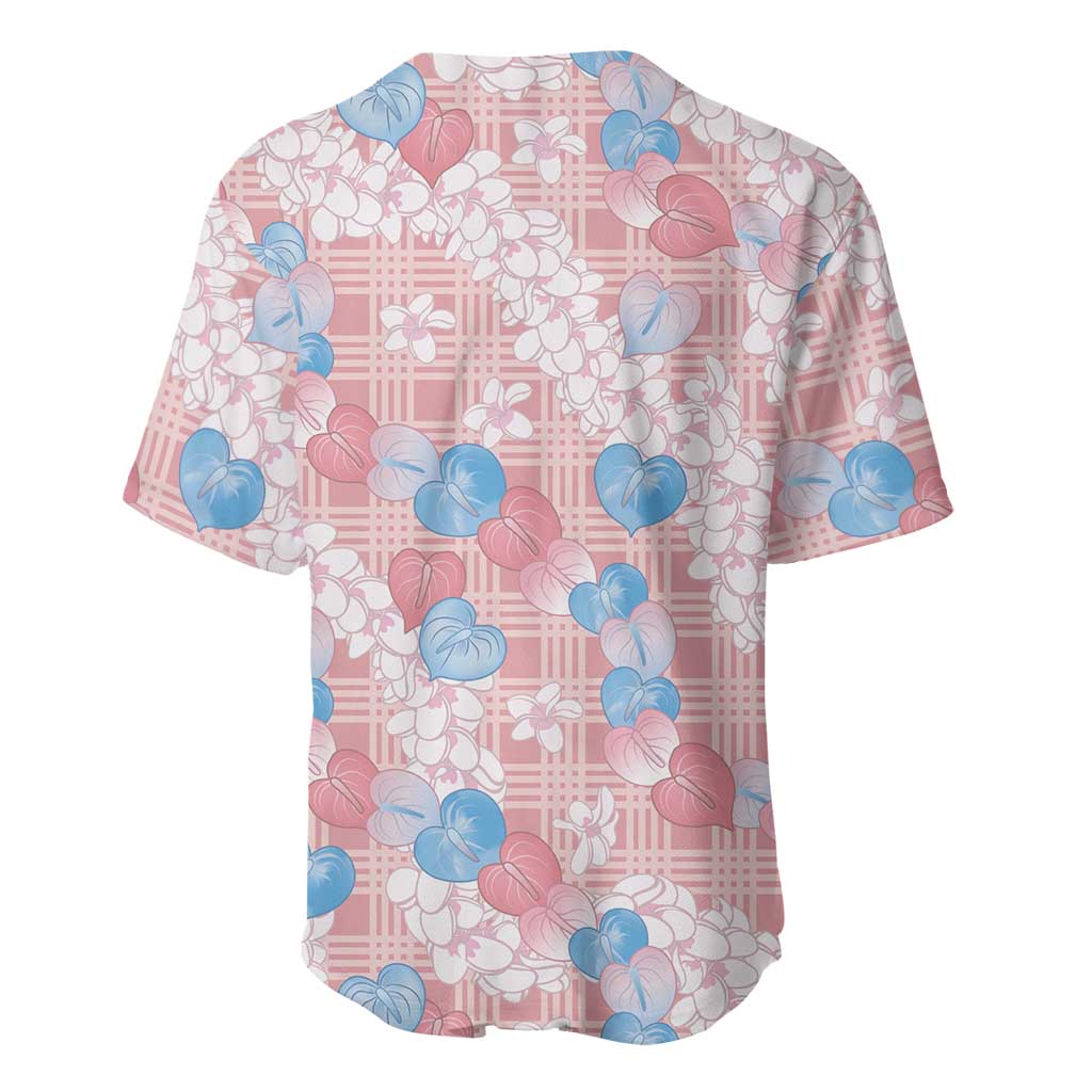 Anthurium Plumeria Lei Pastel Baseball Jersey Pink Hawaiian Splendid Palaka