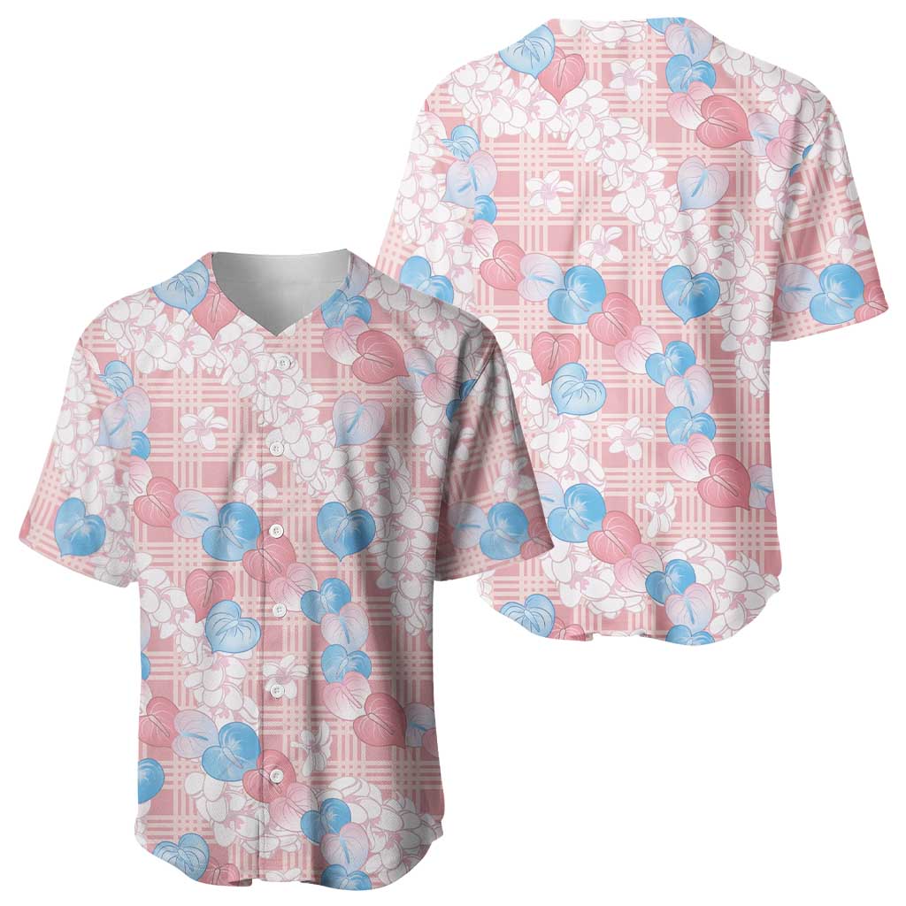 Anthurium Plumeria Lei Pastel Baseball Jersey Pink Hawaiian Splendid Palaka