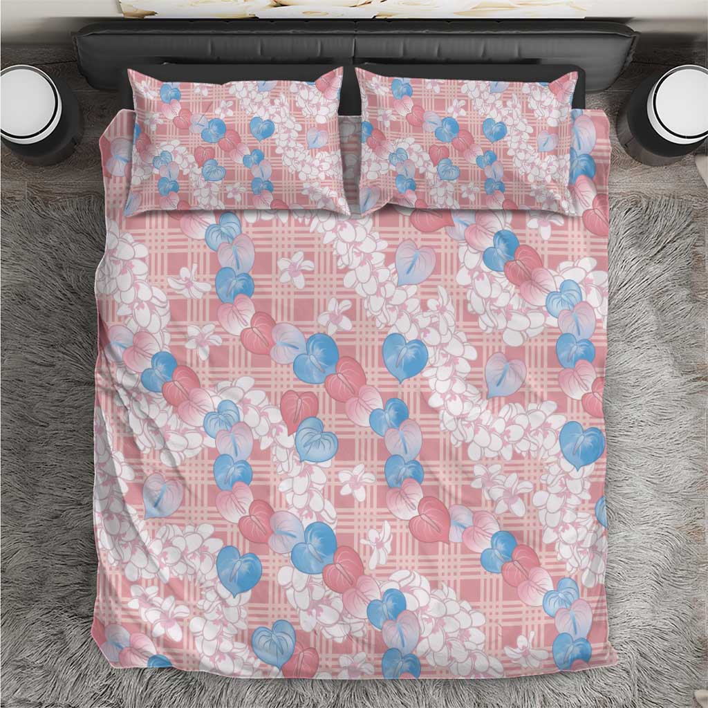 Anthurium Plumeria Lei Pastel Bedding Set Pink Hawaiian Splendid Palaka LT01 Pink - Polynesian Pride