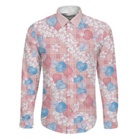 Anthurium Plumeria Lei Pastel Family Matching Long Sleeve Bodycon Dress and Hawaiian Shirt Pink Hawaiian Splendid Palaka