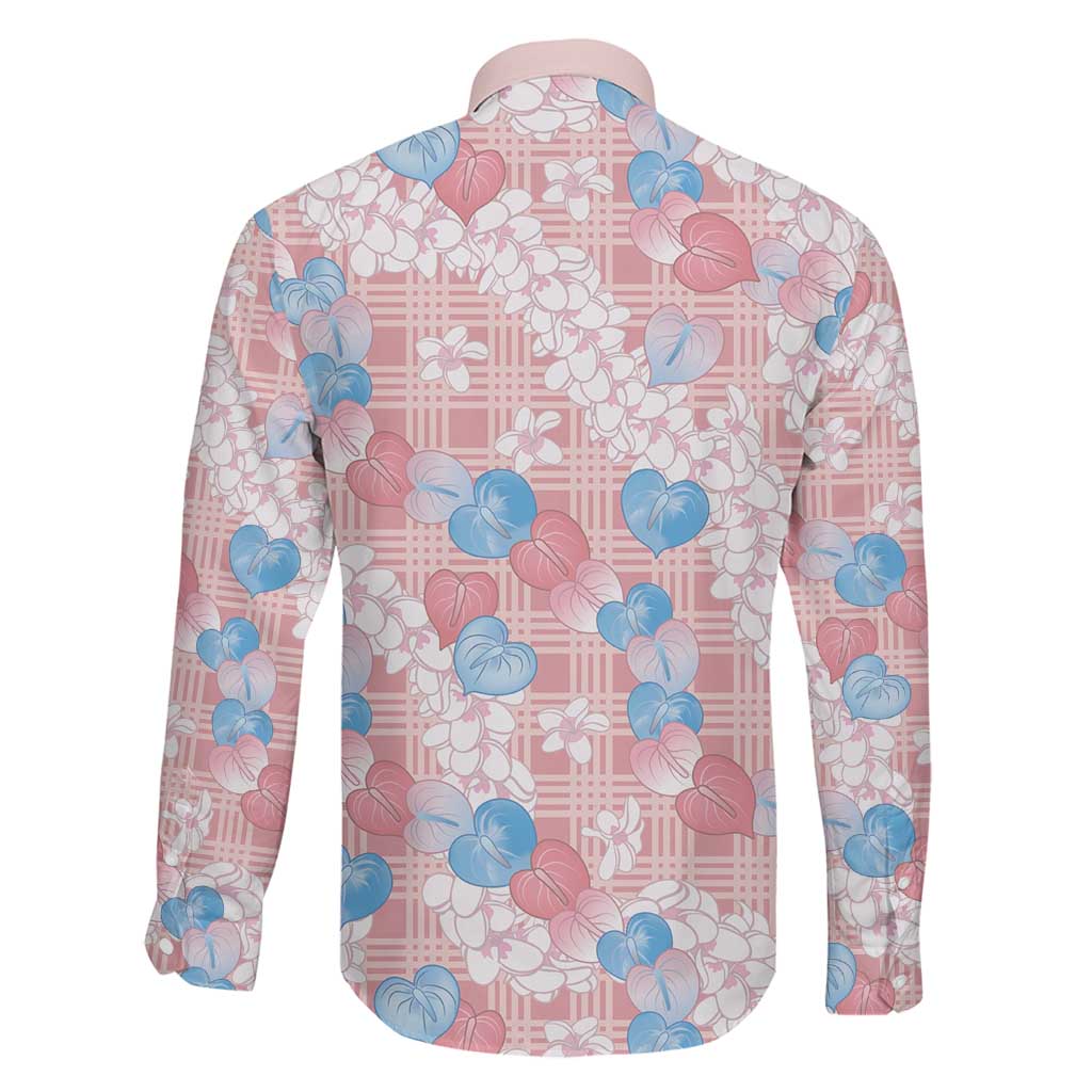 Anthurium Plumeria Lei Pastel Family Matching Long Sleeve Bodycon Dress and Hawaiian Shirt Pink Hawaiian Splendid Palaka