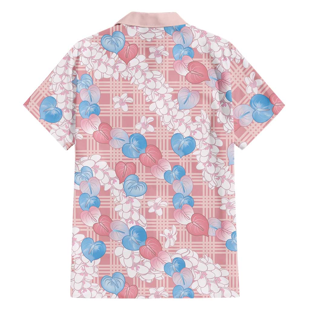 Anthurium Plumeria Lei Pastel Family Matching Off Shoulder Short Dress and Hawaiian Shirt Pink Hawaiian Splendid Palaka